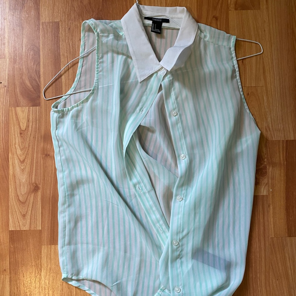 Sleeveless Aqua stripe bottom up